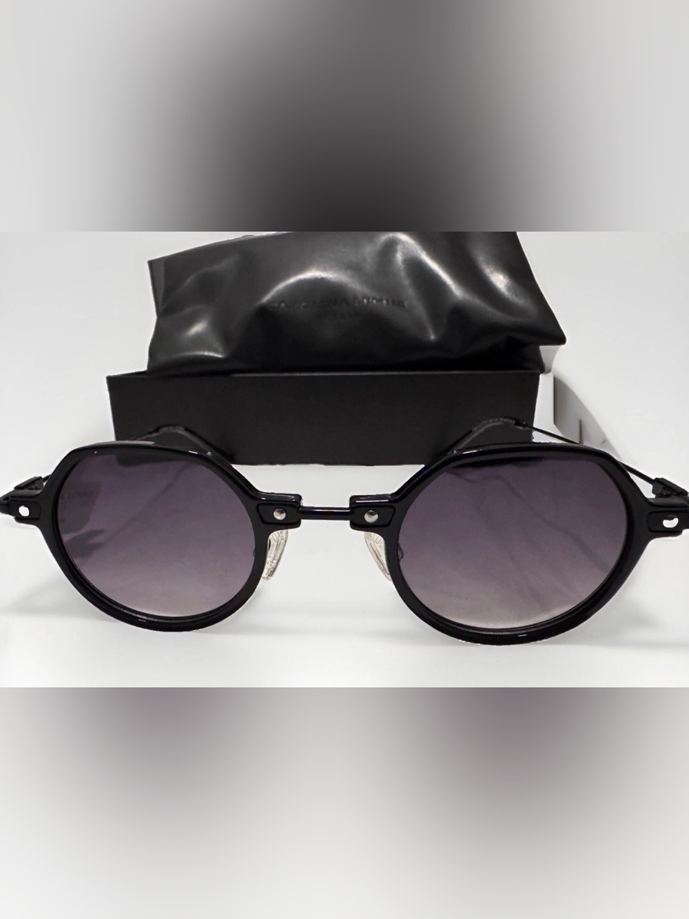 Carolina Lemke Berlin CL3315-02 Women’s Round Black Plastic Sunglasses Gray